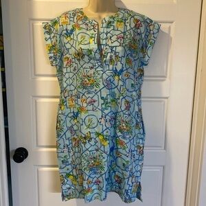 Jaye’s Studio MENAGERIE LUXE SATEEN DAY DRESS in wonderland print small NWT